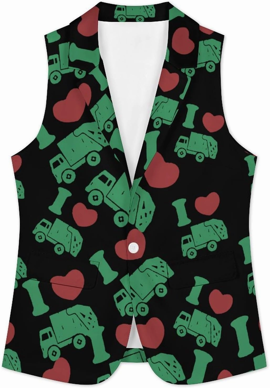 I Love Trash Garbage Trucks Women's Waistcoat Vest V-Neck Casual Suit Sleeveless Blazer