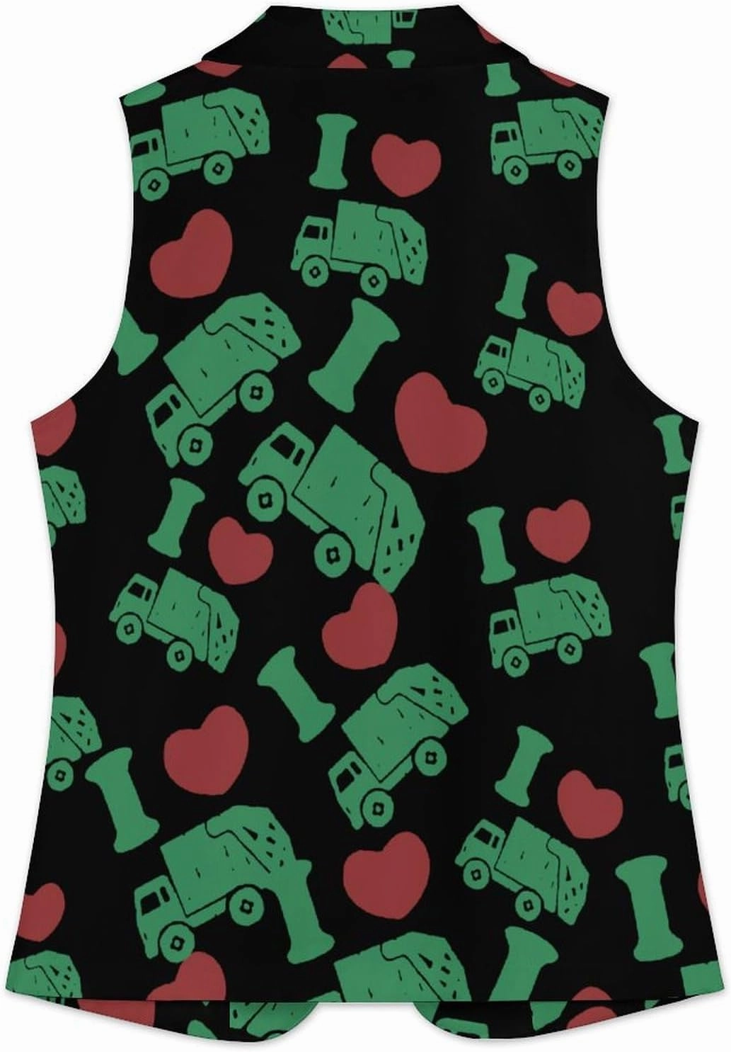 I Love Trash Garbage Trucks Women's Waistcoat Vest V-Neck Casual Suit Sleeveless Blazer