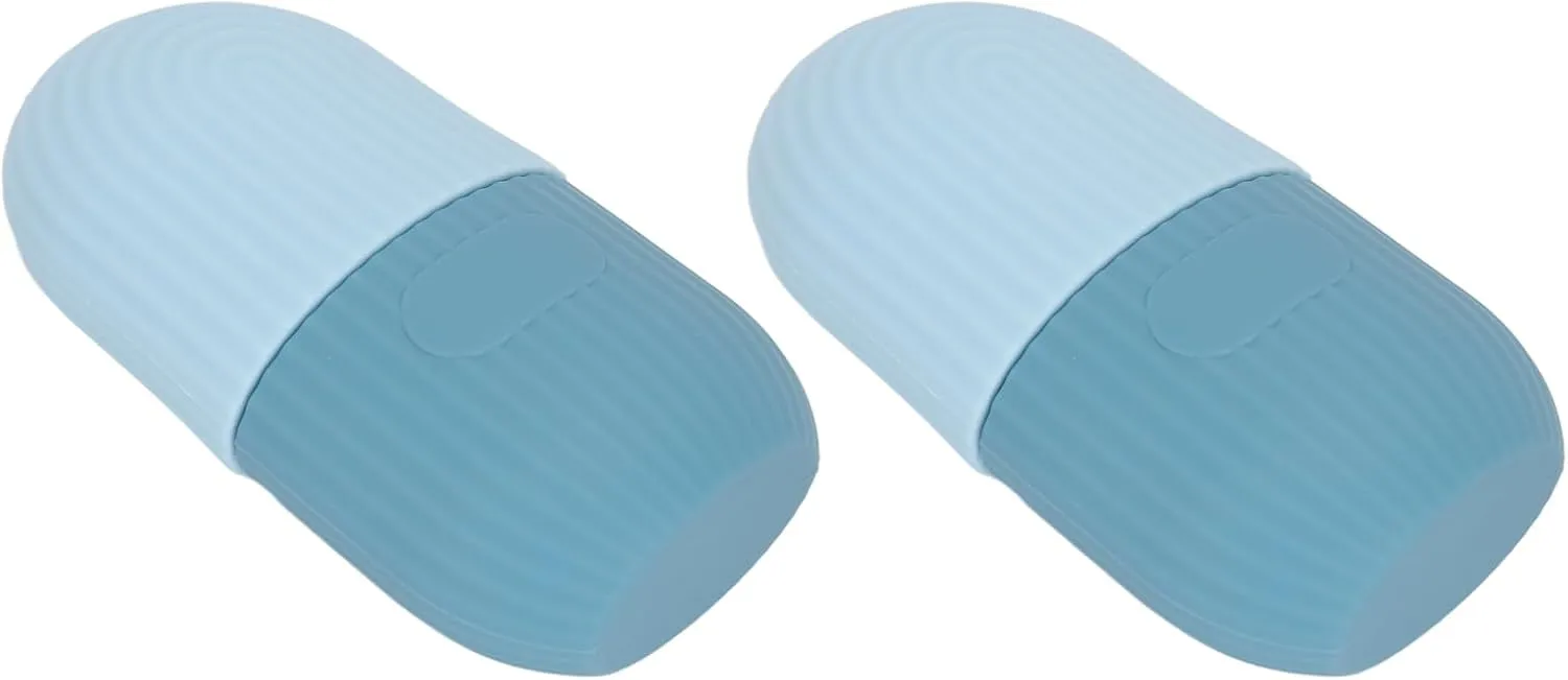 Ice Cube Roller Massager, 2 Pcs Portable Reusable Shrink Pore Easy to Use Cold Tolerance Soft Ice Facial Roller for Women for Home (Light Blue)