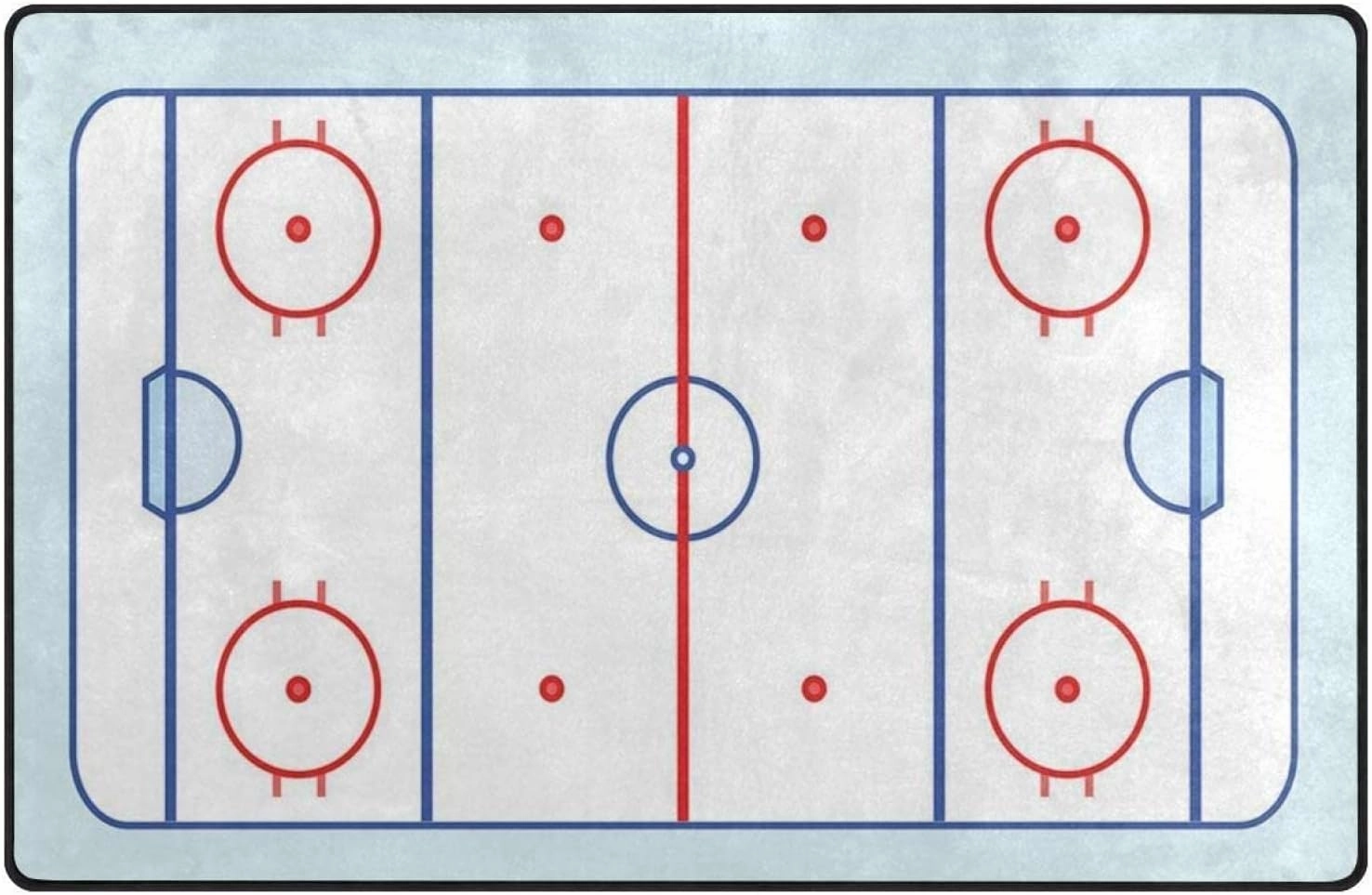 Ice Hockey Rink in Blue and Red Kids Rugs, Sports Field Stain Resistant Indoor Carpet, Felt Material with Anti-Slip Backing for Living Room Bedroom Room Boy Girl Room Nursery, 2ft x 3ft