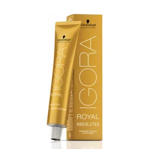 Igora Royal Absolutes 7-50 Medium Blonde Gold Natural Permanent Anti-Age Hair Color Creme 60 grams, 100% White Hair Coverage and M Hair Designs Tint Brush Black (Bundle 2 items)