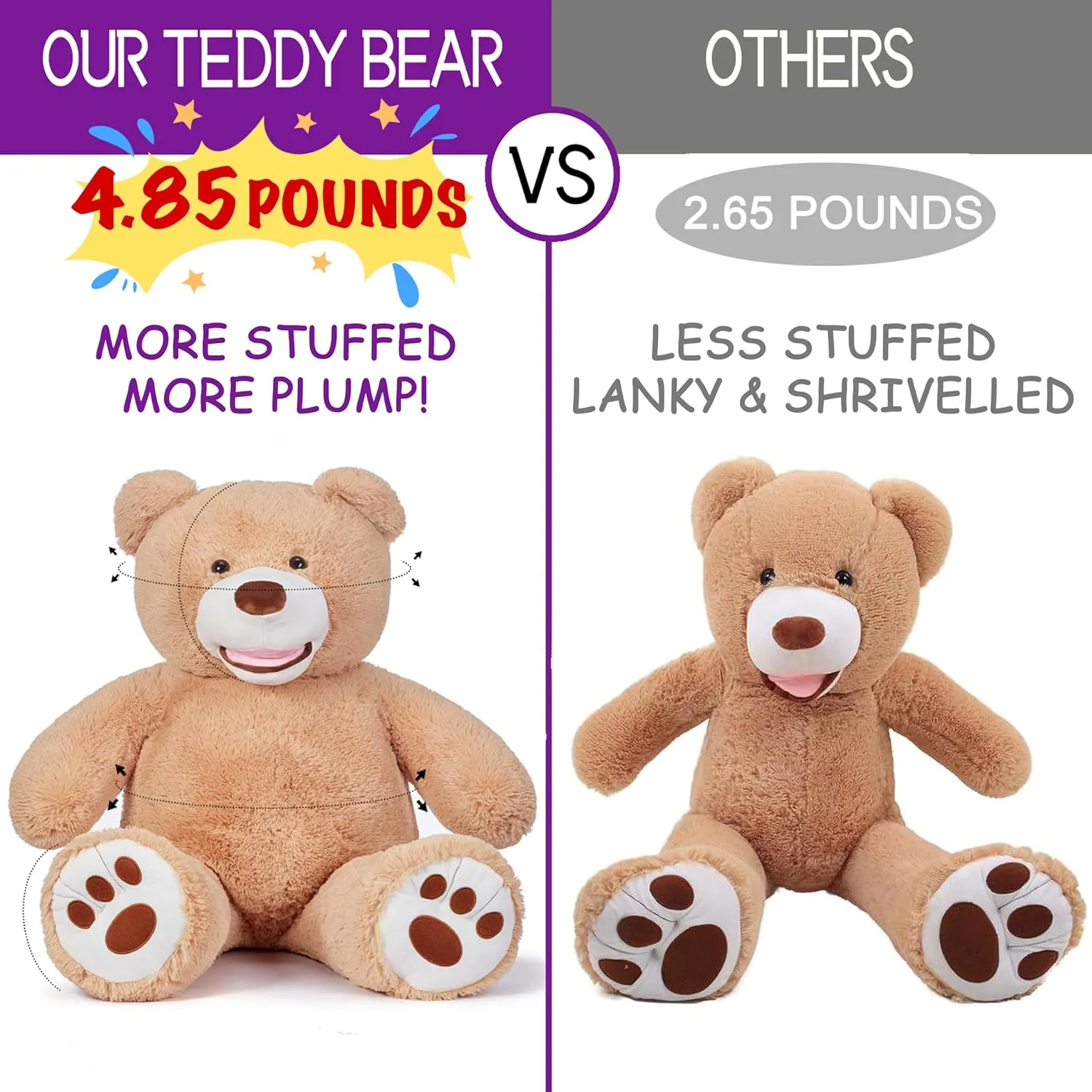 IKASA Giant Teddy Bear Plush Toy Stuffed Animals (Brown, 39 inches)