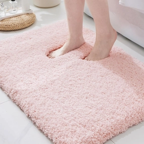 ILANGO Pink Bathroom Rugs 24" × 17" Small Non Slip & Super Absorbent Extra Thick Soft, Washable Bath Mat for Floor, Non Shedding Microfiber Plush Shaggy Bath Rug with Rubber for Bathtub Shower Sink