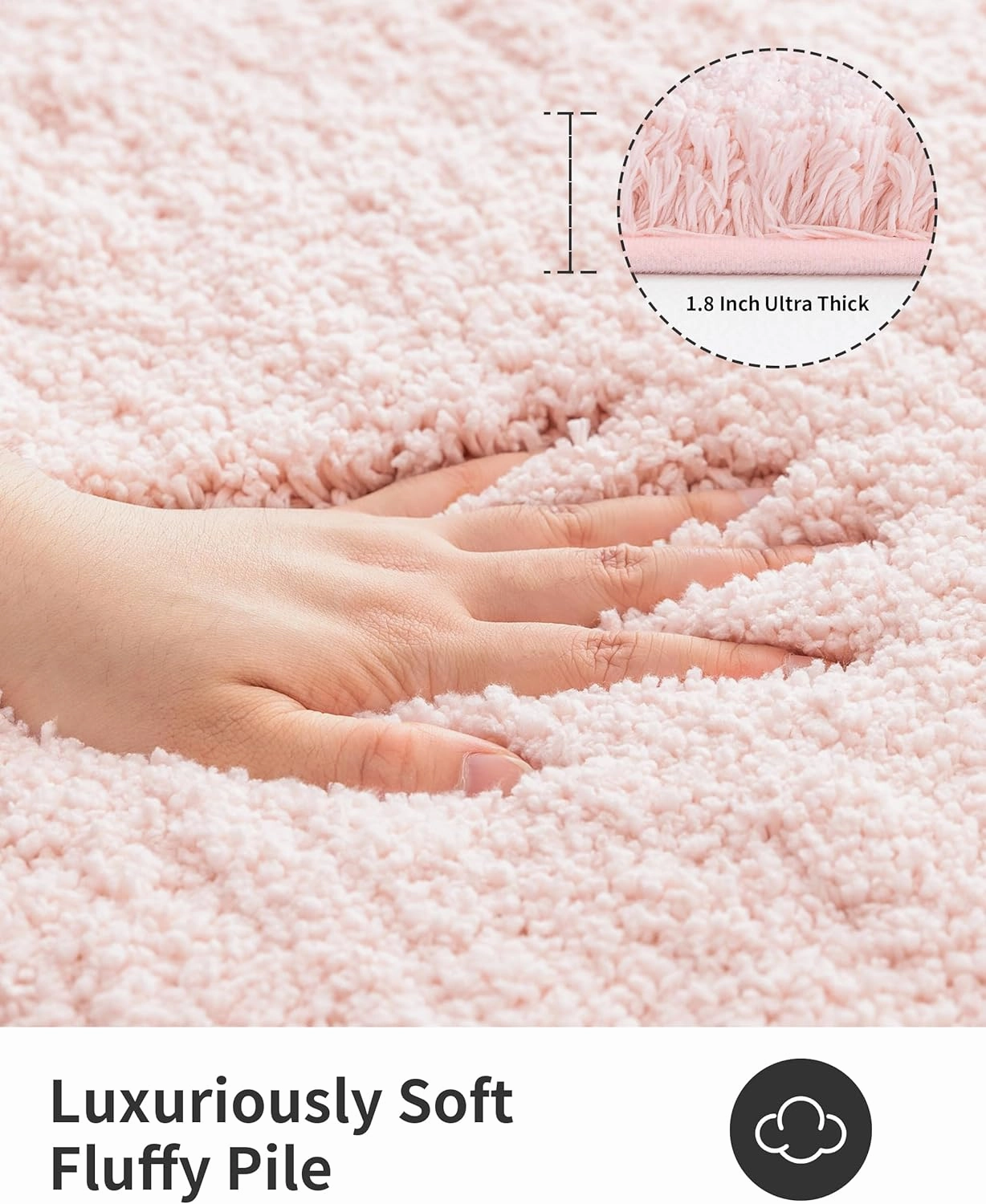 ILANGO Pink Bathroom Rugs 24" × 17" Small Non Slip & Super Absorbent Extra Thick Soft, Washable Bath Mat for Floor, Non Shedding Microfiber Plush Shaggy Bath Rug with Rubber for Bathtub Shower Sink