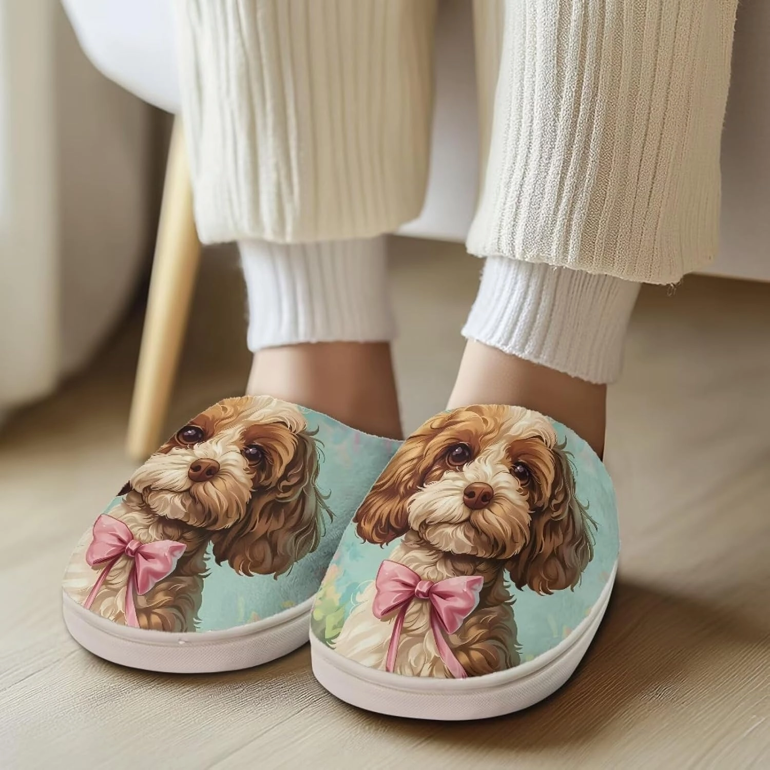 Indoor Slippers Fashion Leopard Animal Print for Women Winter Warm Cozy Fuzzy Shoes Universal Fit for Home Bedroom Kitchen