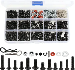 INJORA 600PCS RC Screws Kit, M3 M4 Screw Assortment Kit with Case, RC Car Repair Tool Kit Hardware Fastener for Traxxas Axial Arrma Redcat Racing 1/8 1/10 1/12 1/16 Scale RC Cars Trucks Crawler