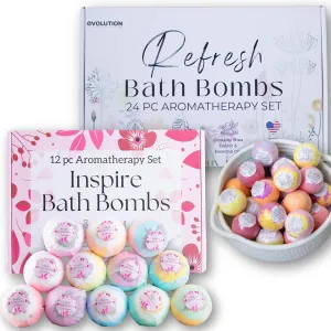 Inspire Bath Bombs for Women & Refresh Minis Bath Bombs Bundle - Enjoy These 2 top Selling Bath Bomb Sets That Make The Perfect Bath Bombs for Girls Gift