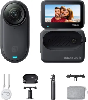 Insta360 GO 3S - 128 GB Family Bundle Black 4K Tiny Portable Vlogging Camera, Hands-Free POVs, Mount Anywhere, Stabilization, 140 Min Battery Life, 10m Waterproof, Pet POV