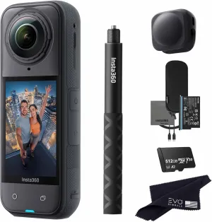Insta360 X5 Basic Bundle-8K Waterproof 360 Action Camera with 1/1.28" 48MP Sensors, 8K 360 HDR Video, 72MP 360 Photo, 4K Single-Lens |Bundle Includes Selfie Stick, Lens Cap (512GB)