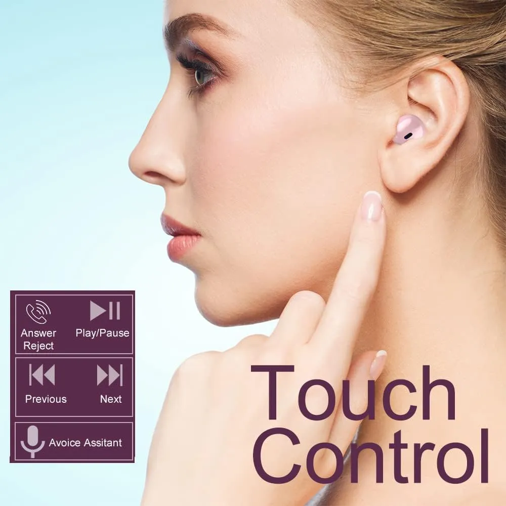 Invisible Earbuds Bluetooth Mini Size, Wireless Earpiece, Blue Semi-in-Ear Ear Buds for Small Ear Canals with Clear Sound, Comfortable Fit for Work, Home, Outworks