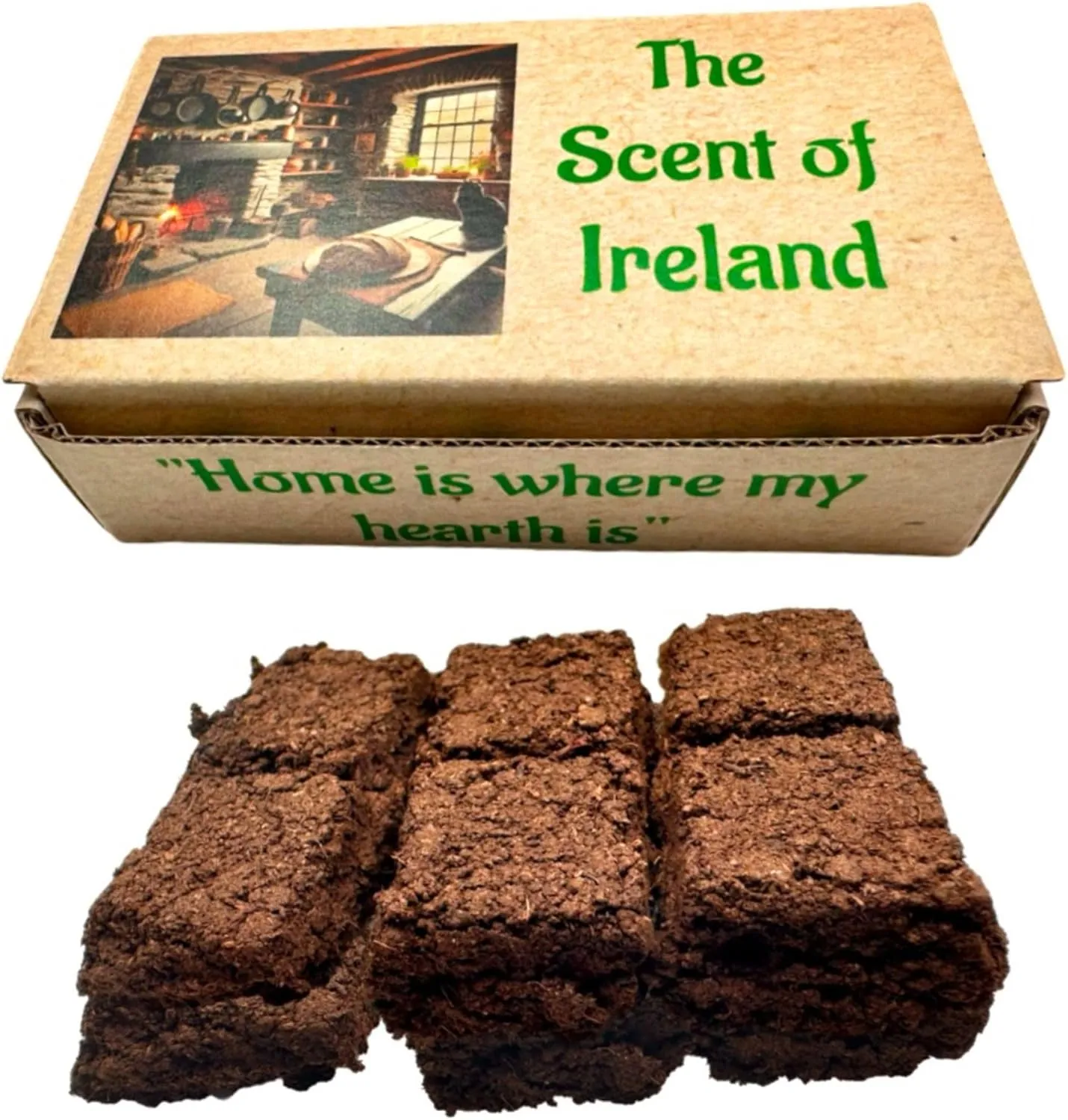Irish Turf Peat Incense Scent of Ireland Gift Boxed Set with 12 Refill Sod Pieces