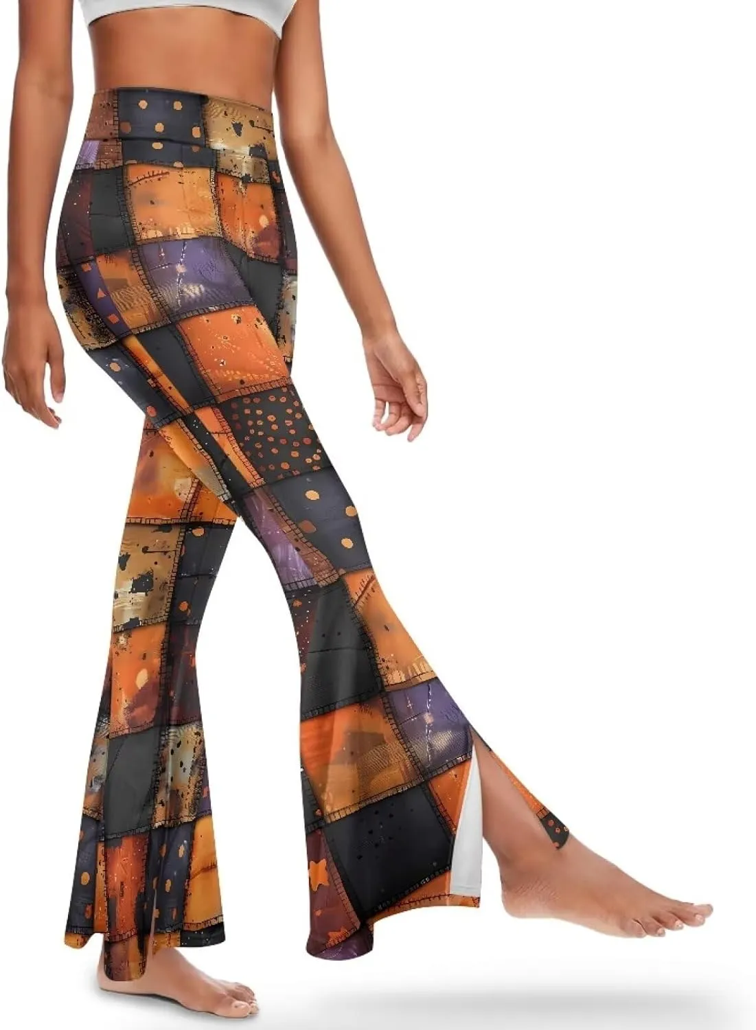 Irisjudy Purple Vortex Women's Bootcut Yoga Pants Leggings Ghost Pumpkins Soft High Waist Yoga Pants Xmas Bow Active Leggings