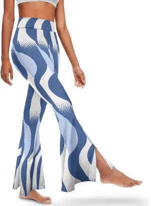 Irisjudy Women's Split Hem Long Pants Sugar Skull Bootcut Bell Bottoms Yoga Pants Jamaican Butterfly Exercise Gym Leggings