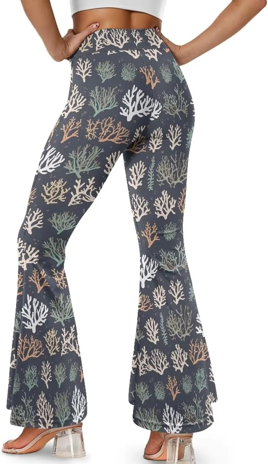 Irisjudy Women's Split Hem Yoga Pants Gothic Rose Bloodstain Bootcut Flared Yoga Pants Mandala Daily Work Workout Leggings