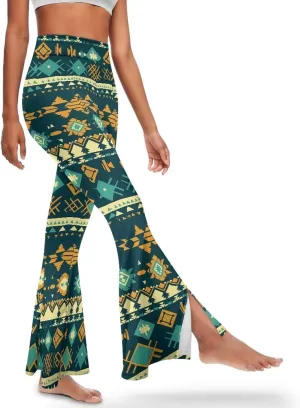 Irisjudy Women's Split Hem Yoga Pants Gothic Rose Bloodstain Bootcut Flared Yoga Pants Mandala Daily Work Workout Leggings