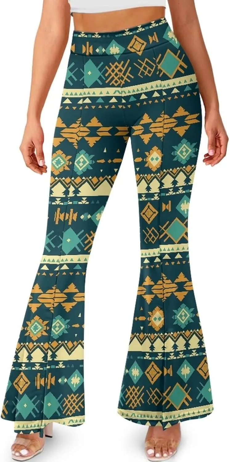 Irisjudy Women's Split Hem Yoga Pants Gothic Rose Bloodstain Bootcut Flared Yoga Pants Mandala Daily Work Workout Leggings