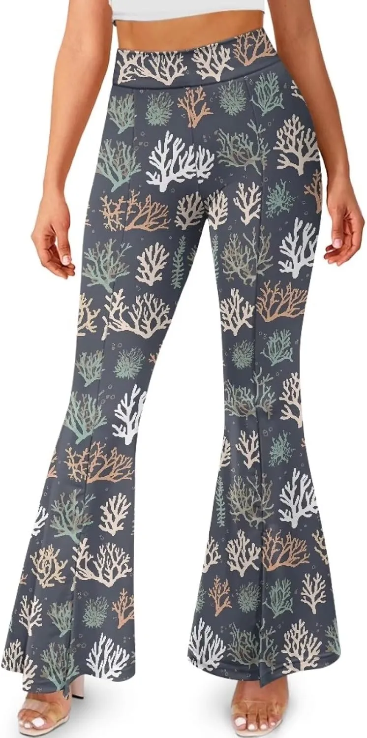 Irisjudy Women's Split Hem Yoga Pants Gothic Rose Bloodstain Bootcut Flared Yoga Pants Mandala Daily Work Workout Leggings