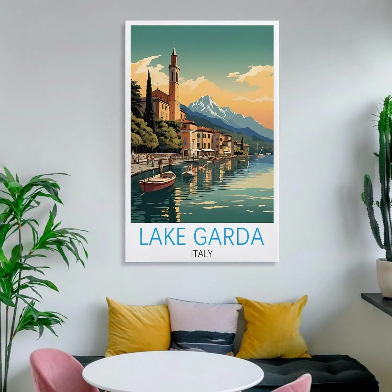 Italy Lake Garda Travel Poster Print Canvas Wall Art for Bedroom Living Room HD Print Posters 20x30inch(50x75cm)