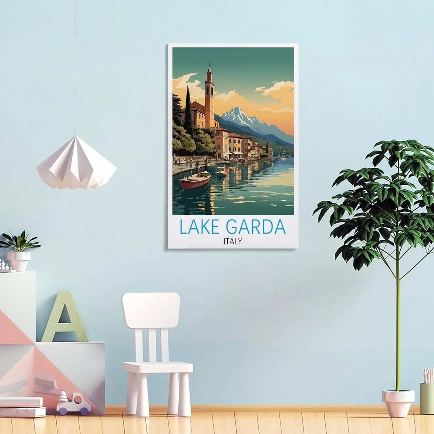 Italy Lake Garda Travel Poster Print Canvas Wall Art for Bedroom Living Room HD Print Posters 20x30inch(50x75cm)