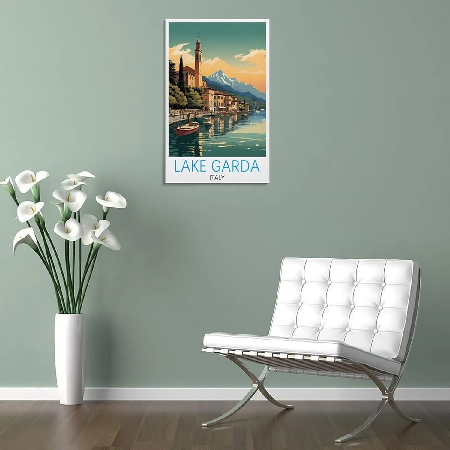 Italy Lake Garda Travel Poster Print Canvas Wall Art for Bedroom Living Room HD Print Posters 20x30inch(50x75cm)