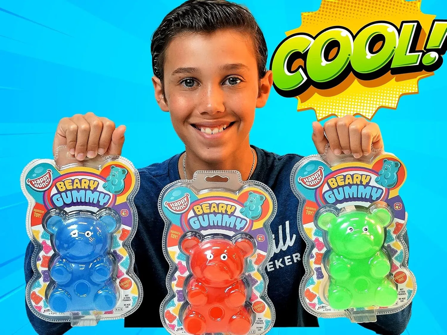 JA-RU Jumbo Squishy Gummy Bear Toy (3 Packs Assorted) Squeeze Stretchy Bear Stress Relief & Sensory Toy. Squishy Toys, Fidget Toys for Boys and Girls Great Party Favor Stuffer. Plus 1 Sticker 4341-3s