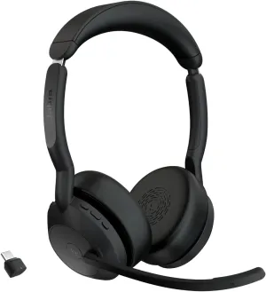 Jabra Evolve2 55 - Jabra Air Comfort Wireless Stereo Headphones - Noise Reduction and ANC Microphones - MS Teams Certified, Compatible with Other Platforms - Black