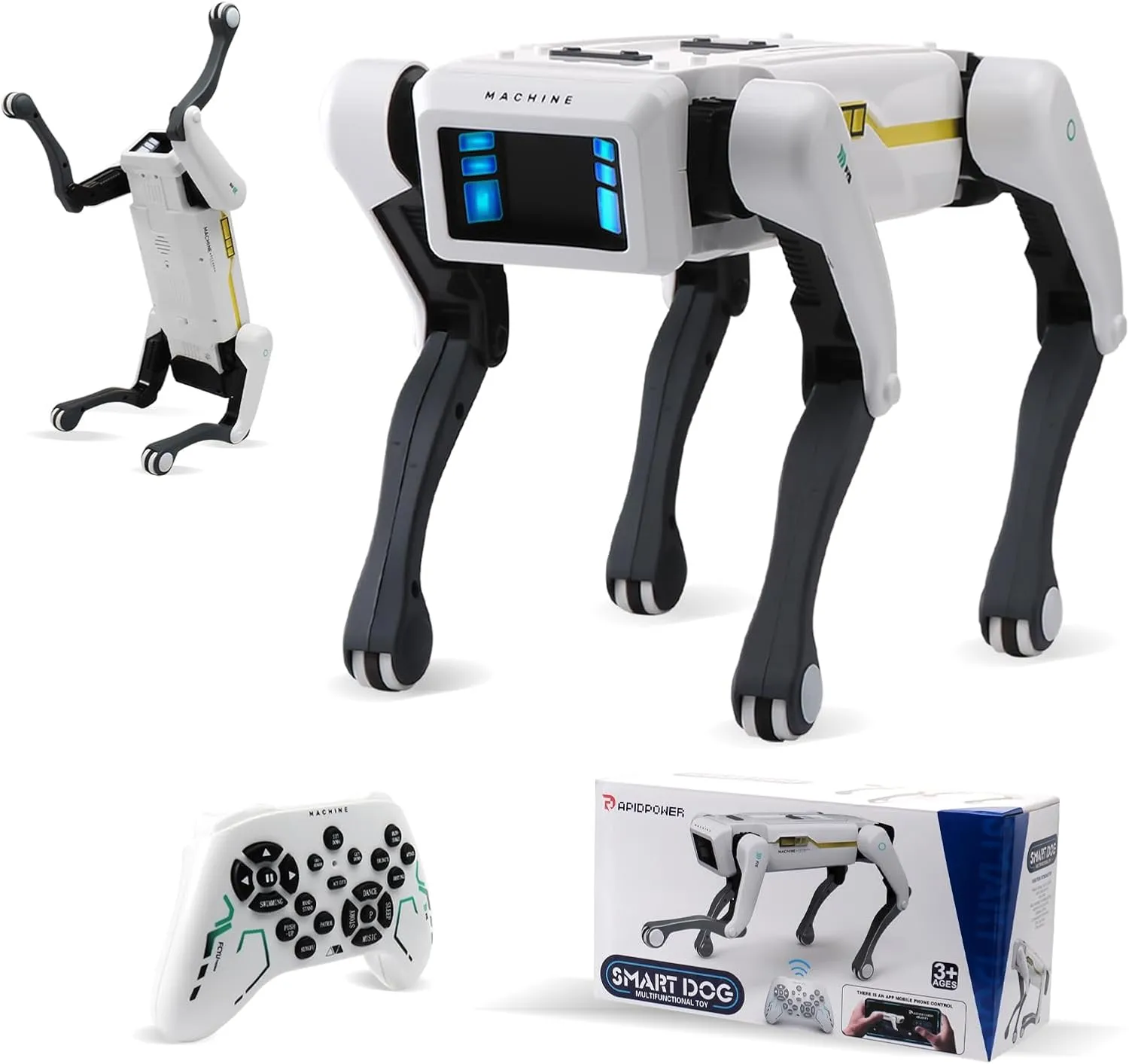jaming AI Mechanical Robot Dog,2.4Ghz Remote Control Robot Dog Toy,AI Voice Control Connect to Cell Phone Bluetooth，Programmable,Will Dance,Can Interact,Ideas Gift for Kids