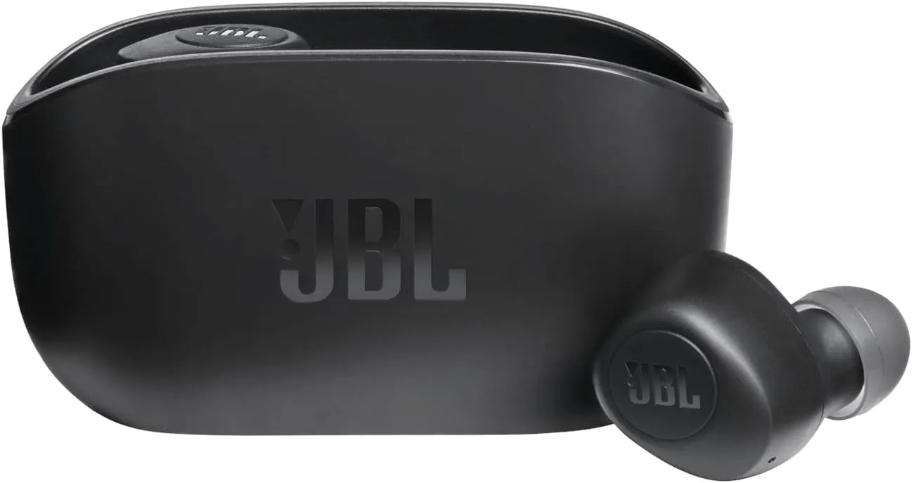 JBL Vibe 100 TWS True Wireless In-Ear Headphones w/Charging Case - Black (Renewed)