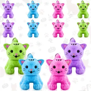 Jenaai 8 Pcs Halloween Cat Plush Stuffed Animals Cat Toys 5 Inch Cute Stuffed Pet Small Cat Plushies Soft Mini Cat Pillow Kawaii Kitten Plush Doll for Kids Boys Girls Gifts Party Decoration, 4 Colors