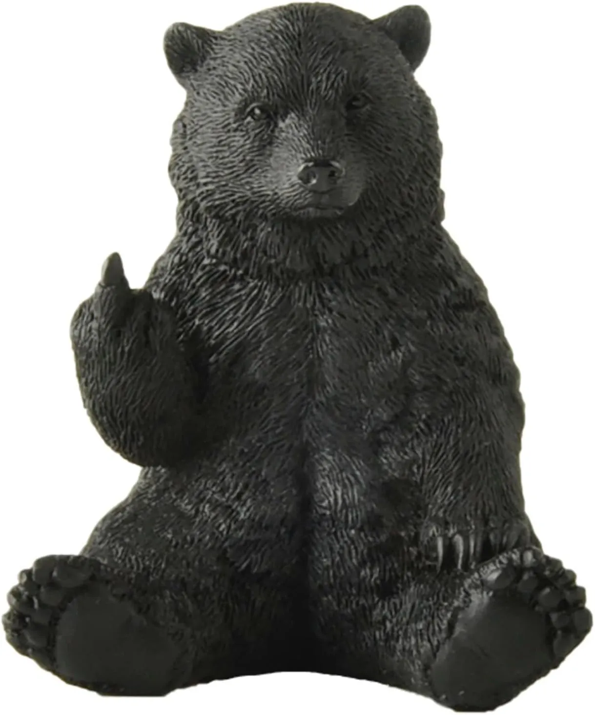 JFSM INC. Holiday Stocking Stuffer, Black Bear Raising Middle Finger Figurine - Funny Gift, Cabin Themed Decor, Man Cave Decor