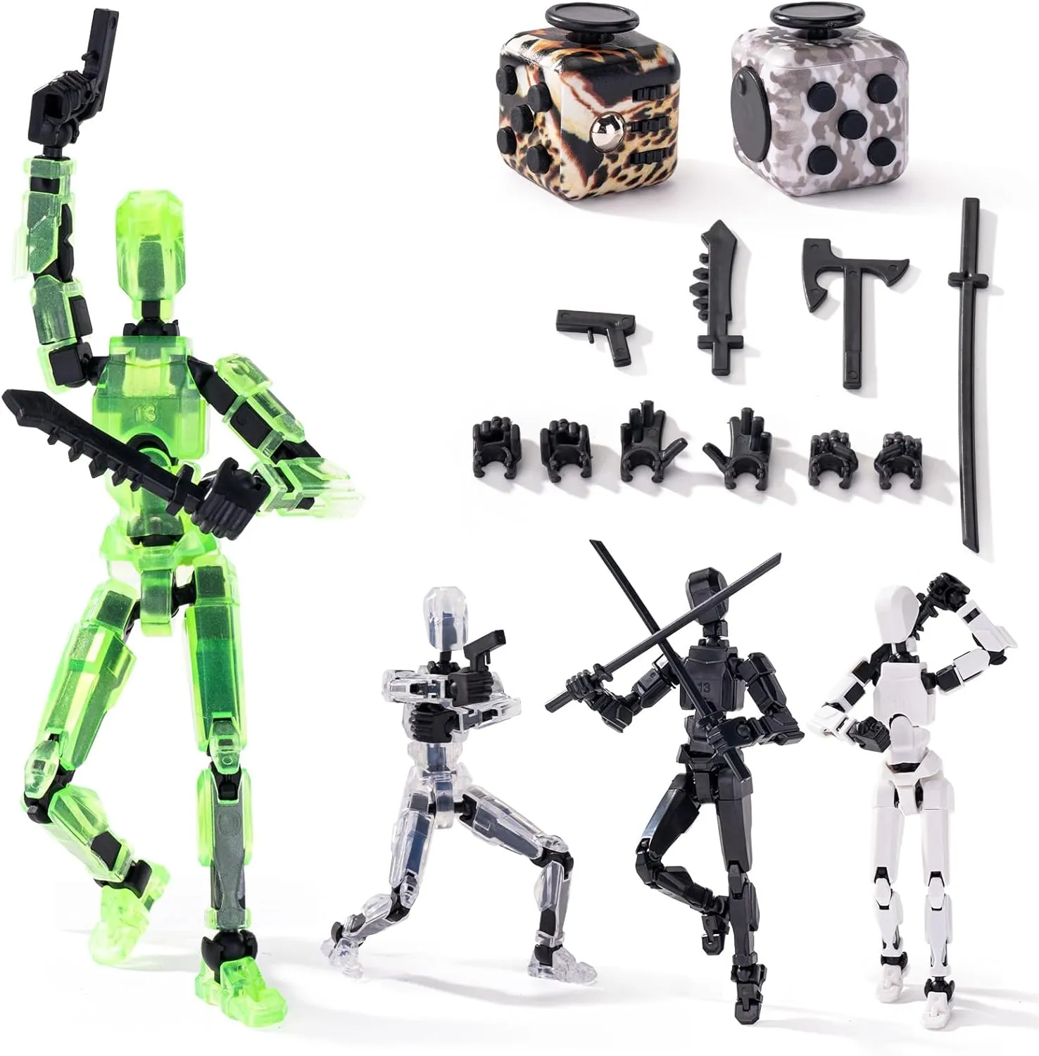 Joint Figurine Toys - Fully Articulated Action Figures Set for Stop Motion Animation - Multi-Jointed Movable Characters in 4 Colors - Ideal for Play and Display