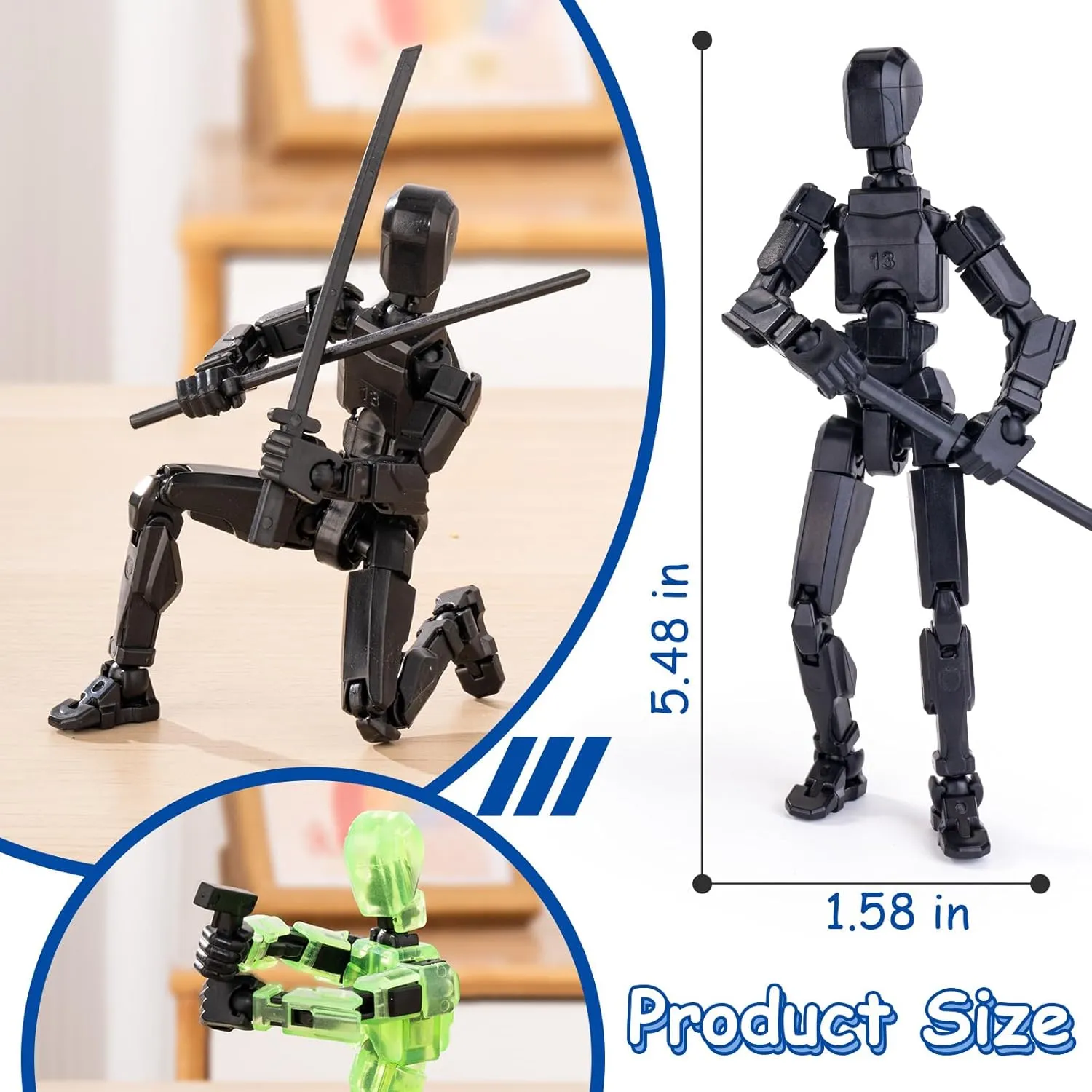 Joint Figurine Toys - Fully Articulated Action Figures Set for Stop Motion Animation - Multi-Jointed Movable Characters in 4 Colors - Ideal for Play and Display
