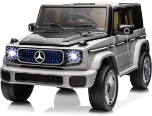 Jojoka Baby Car, Licensed Mercedes-Benz EQG Electric Car 12V Battery Powered w/Parent Remote Control, Full Car LED Lights, Spring Suspension, Music, 4 Wheeler Electric Vehicle for Kids, Gray