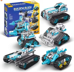 JovJon STEM Robot for Kids Ages 8-14, 5-in-1 Remote Control and APP Programmable Robot Toys - 720 Pcs DIY Building Science Educational Kit, Building Block Birthday Present for Teen Boys Girls