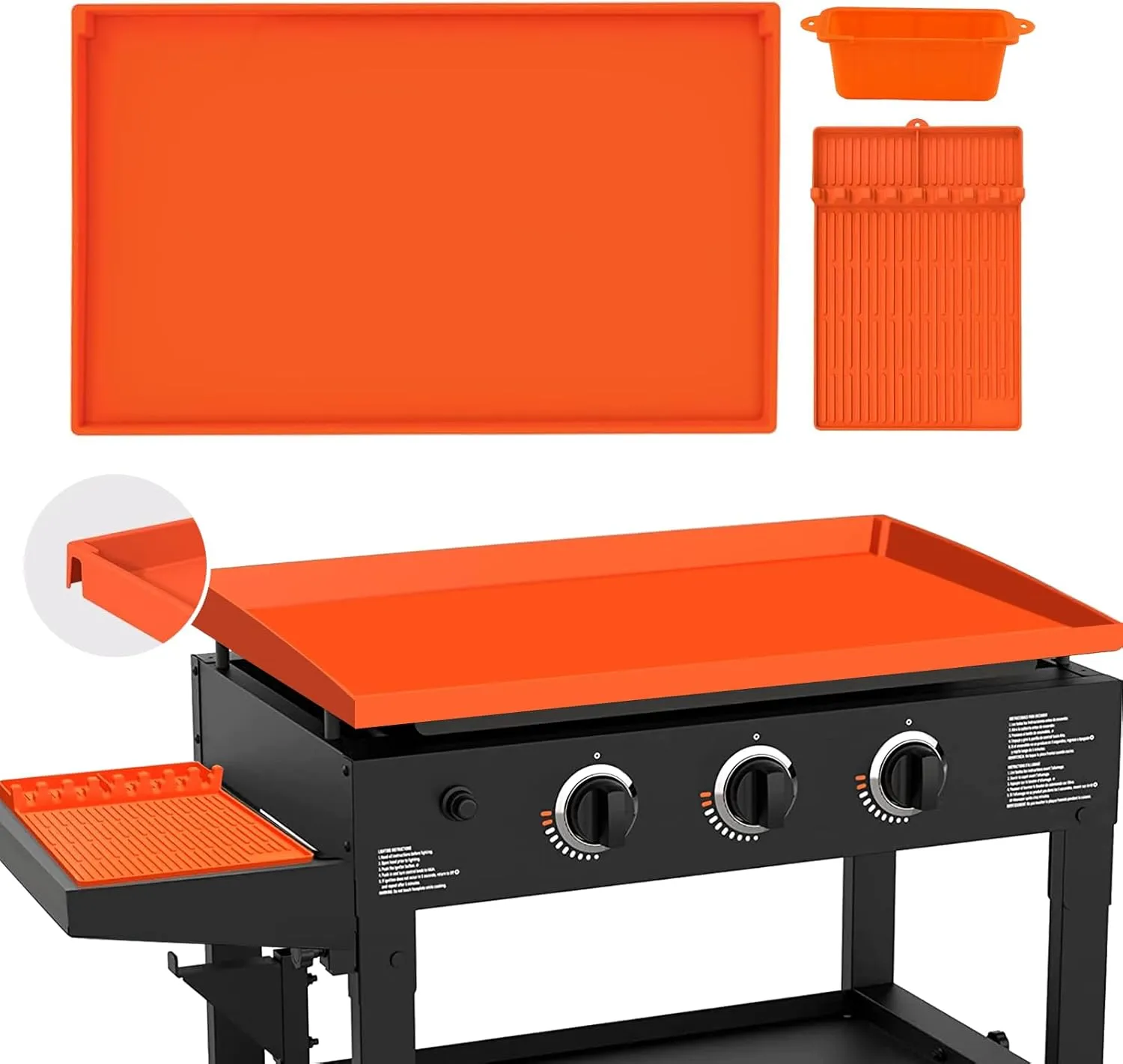 joyhalo Full-Edge 36" Blackstone Silicone Griddle Cover, with 16" Silicone Spatula Mat and Grease Cup Liners, Perfect Combination for Blackstone Griddle for All-Season Outdoor Use
