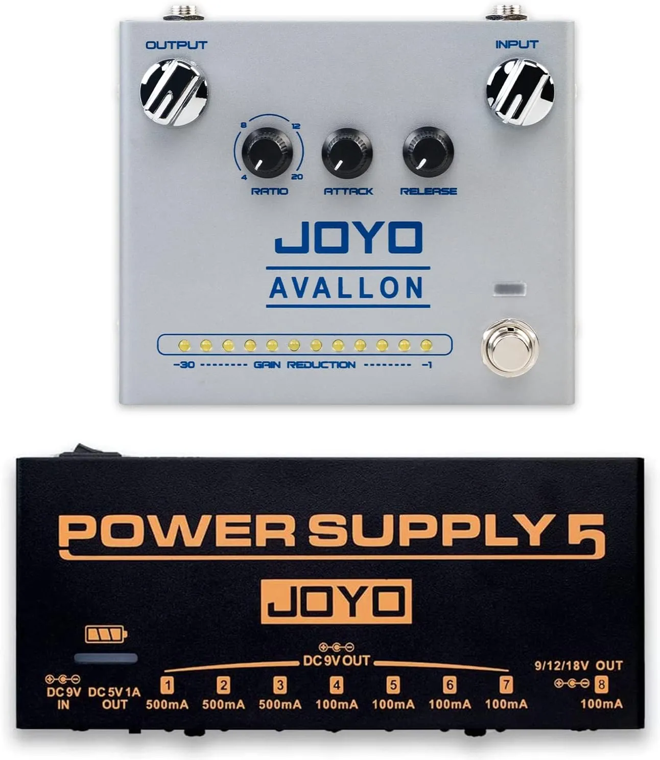 JOYO R-19 Compressor Effect Pedal and JP-05 Pedal Power Supply Built-in Rechargeable Battery