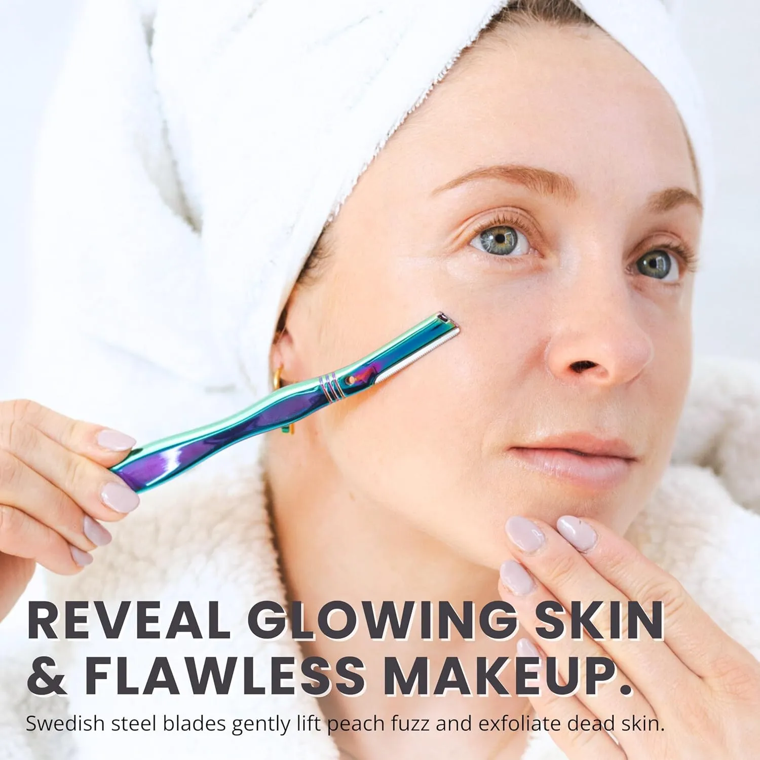 Jungle Culture Dermaplaning Tool – Facial Razor for Women with 5 Refill Blades – Reusable Eyebrow Shaper & Exfoliator – Rainbow