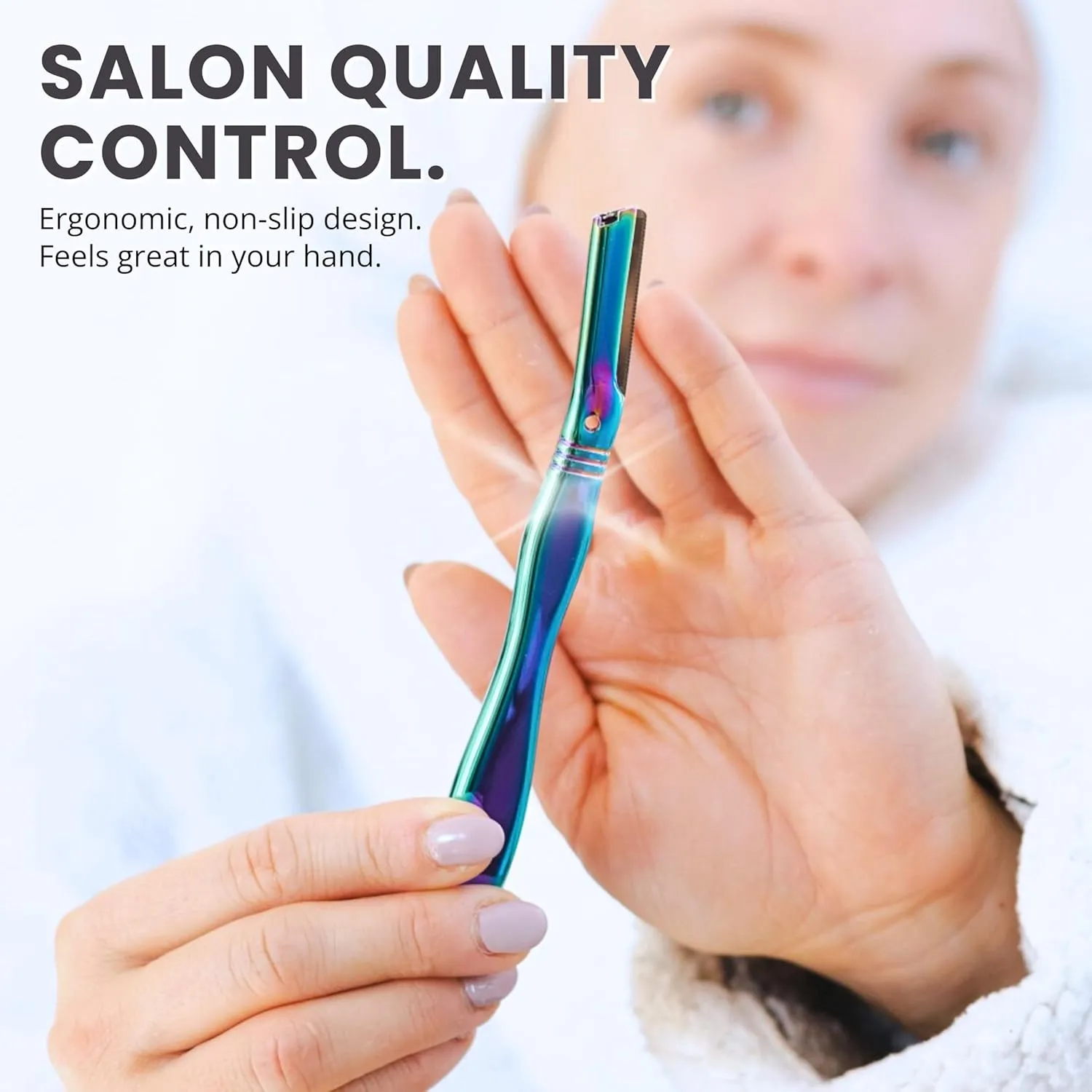 Jungle Culture Dermaplaning Tool – Facial Razor for Women with 5 Refill Blades – Reusable Eyebrow Shaper & Exfoliator – Rainbow