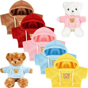 Junkin 5 Pcs Bear Clothes Tee Hoodie Fit 14-18 Inches Bears Sublimation Stuffed Animal Cute Tiny DIY Toy Make Your Own Plush Doll Clothes (Cute Color)