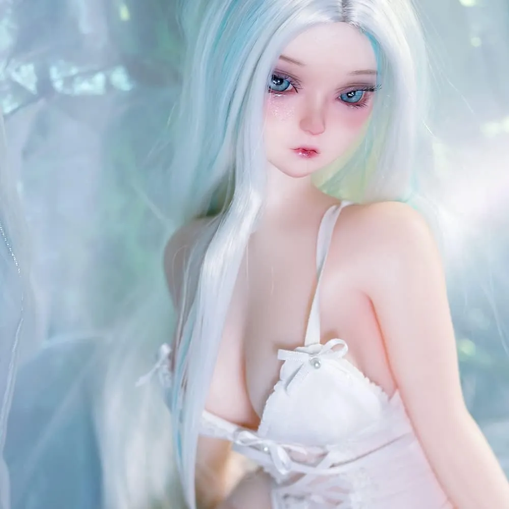 Junying Ice Plum 1/5 Female Seamless Action Figures Full Silicone Material, Jydoll 60cm Flexible Female Figure Dolls for Cosplay/Photography/Arts (Wig)