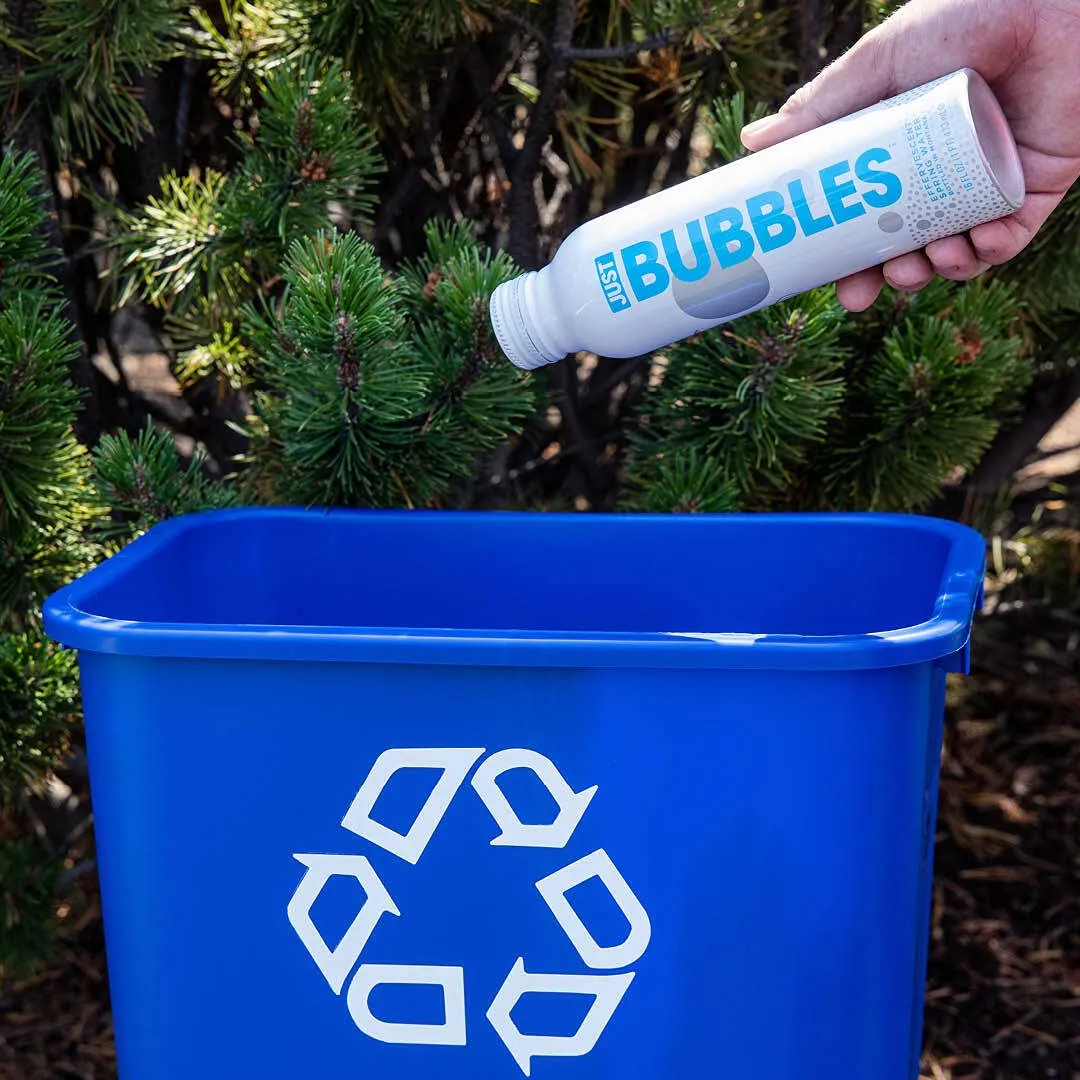 JUST Bubbles - Pure Premium Sparkling Spring Water in a Fully Recyclable Reusable Eco-Friendly Bottle - 100% Mountain-Sourced Carbonated Water with Naturally Occurring Minerals, 16 Fl Oz (Pack of 12)