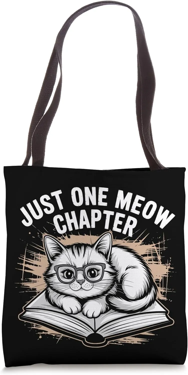 Just One Meow Chapter Cute Cat Reading Tote Bag