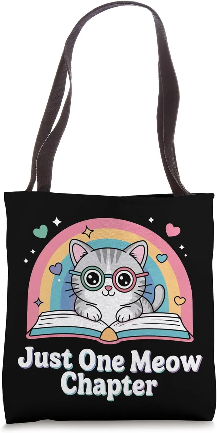 Just One Meow Chapter Cute Cat Reading Tote Bag