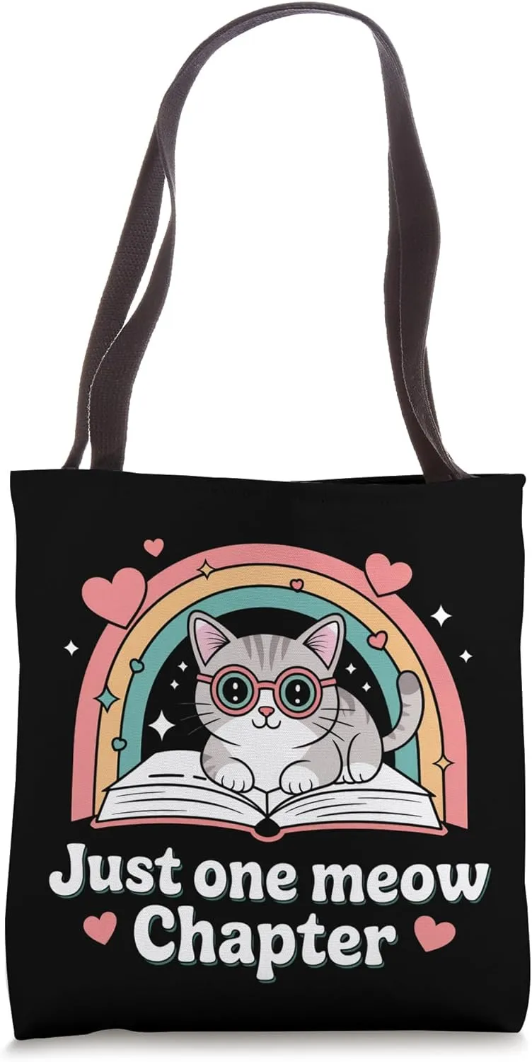 Just One Meow Chapter Cute Cat Reading Tote Bag