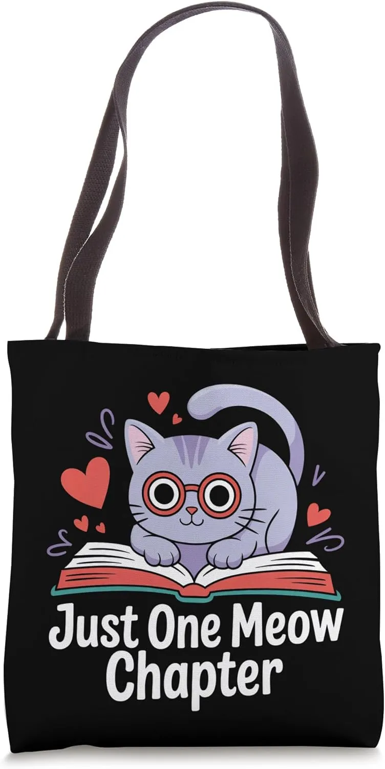 Just One Meow Chapter Cute Cat Reading Tote Bag