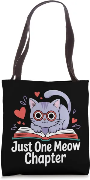 Just One Meow Chapter Cute Cat Reading Tote Bag