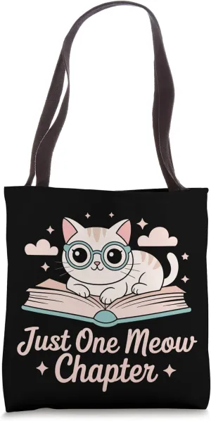 Just One Meow Chapter Cute Cat Reading Tote Bag