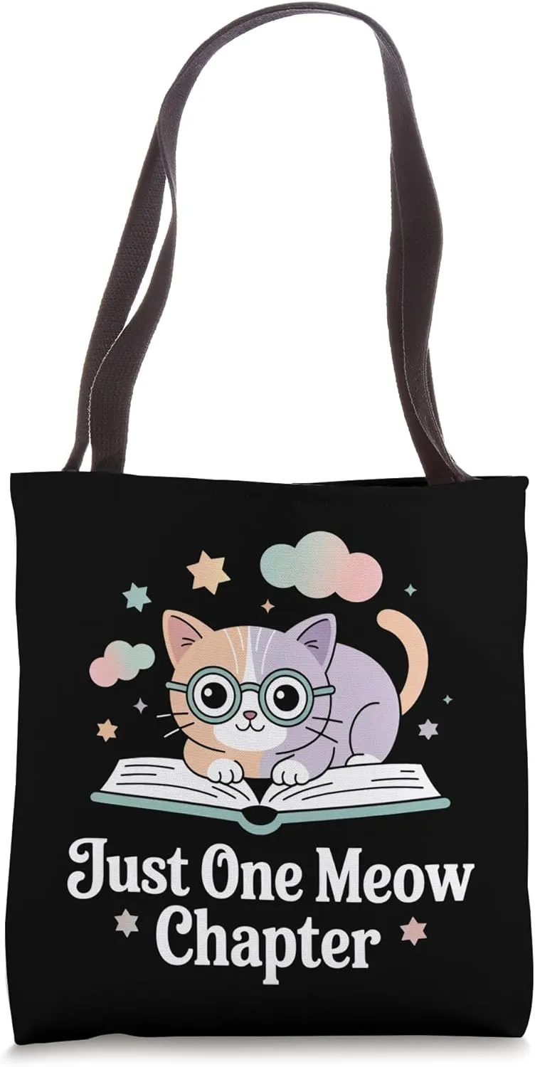 Just One Meow Chapter Cute Cat Reading Tote Bag