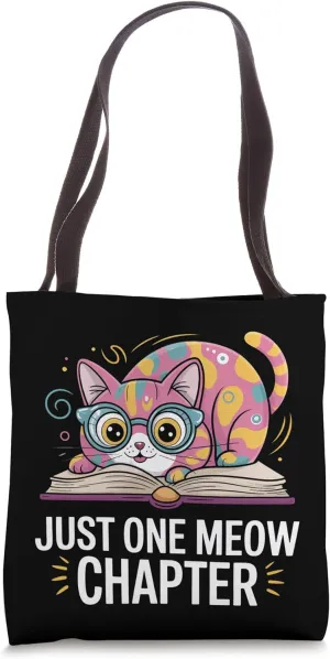Just One Meow Chapter Cute Cat Reading Tote Bag