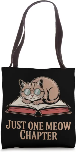 Just One Meow Chapter Cute Cat Reading Tote Bag